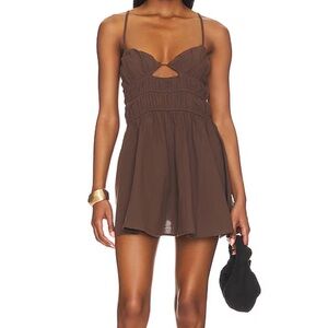 SNDYS Talia Mini Dress, Size Small in Brown